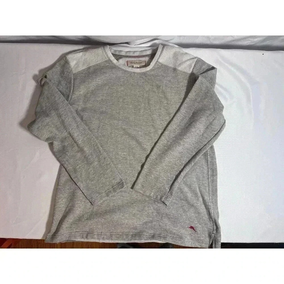 Tommy Bahama Sweater Top Womans XL Solid Gray Long Sleeve Crew Neck Pullover - Picture 4 of 7